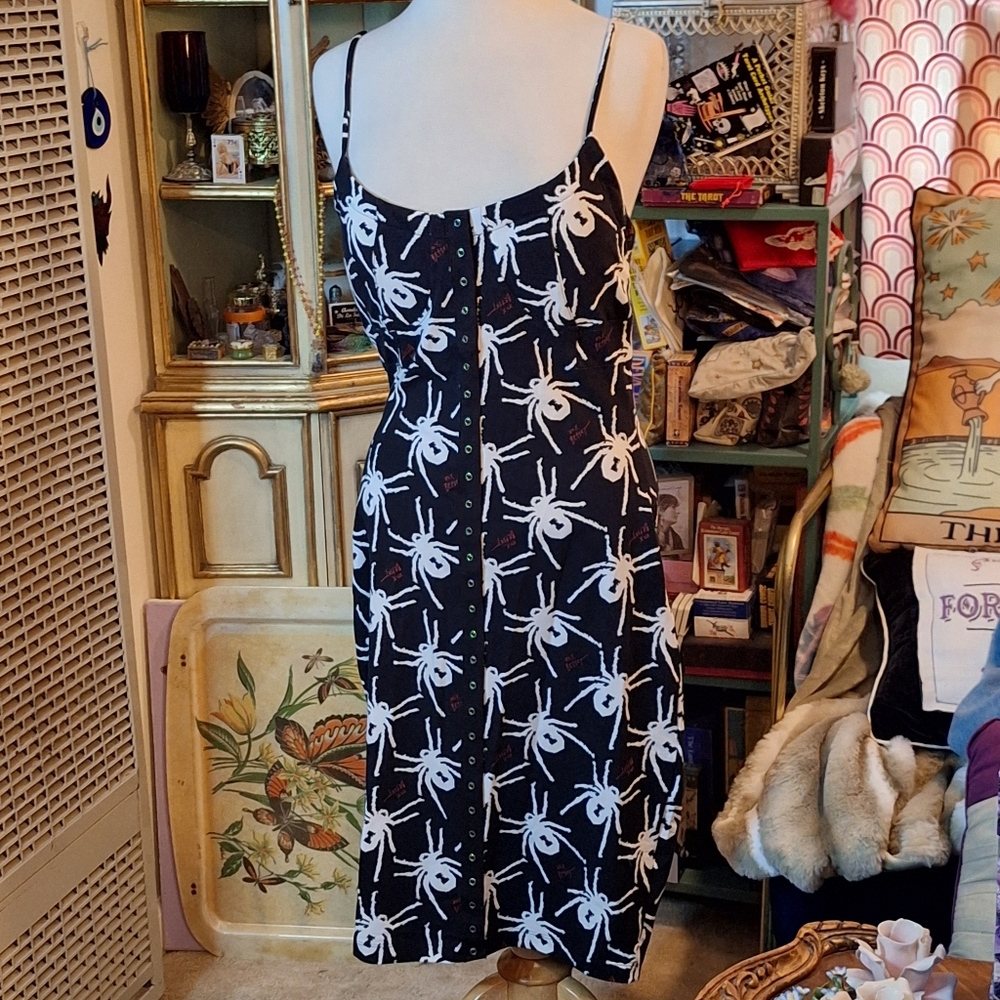Betsy Johnson Black & White SPIDER Bodycon Dress Medium NWT